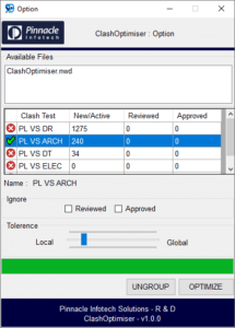 ClashOptimizer reduces clashes in Navisworks by grouping them together.