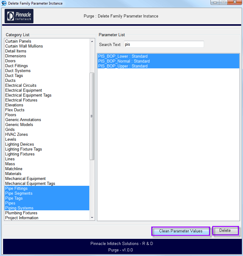 REVIT Add-in | PURGE INSTANCE PARAMETER