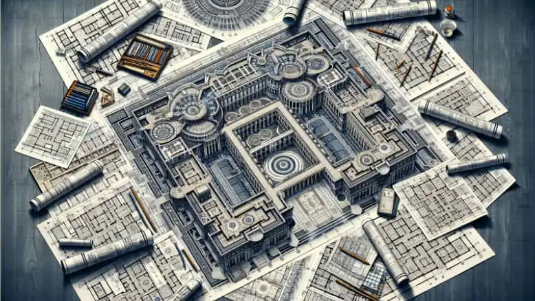 Architectural drawings illustration