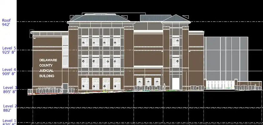 building_elevation_model_delaware_county_judicial_building