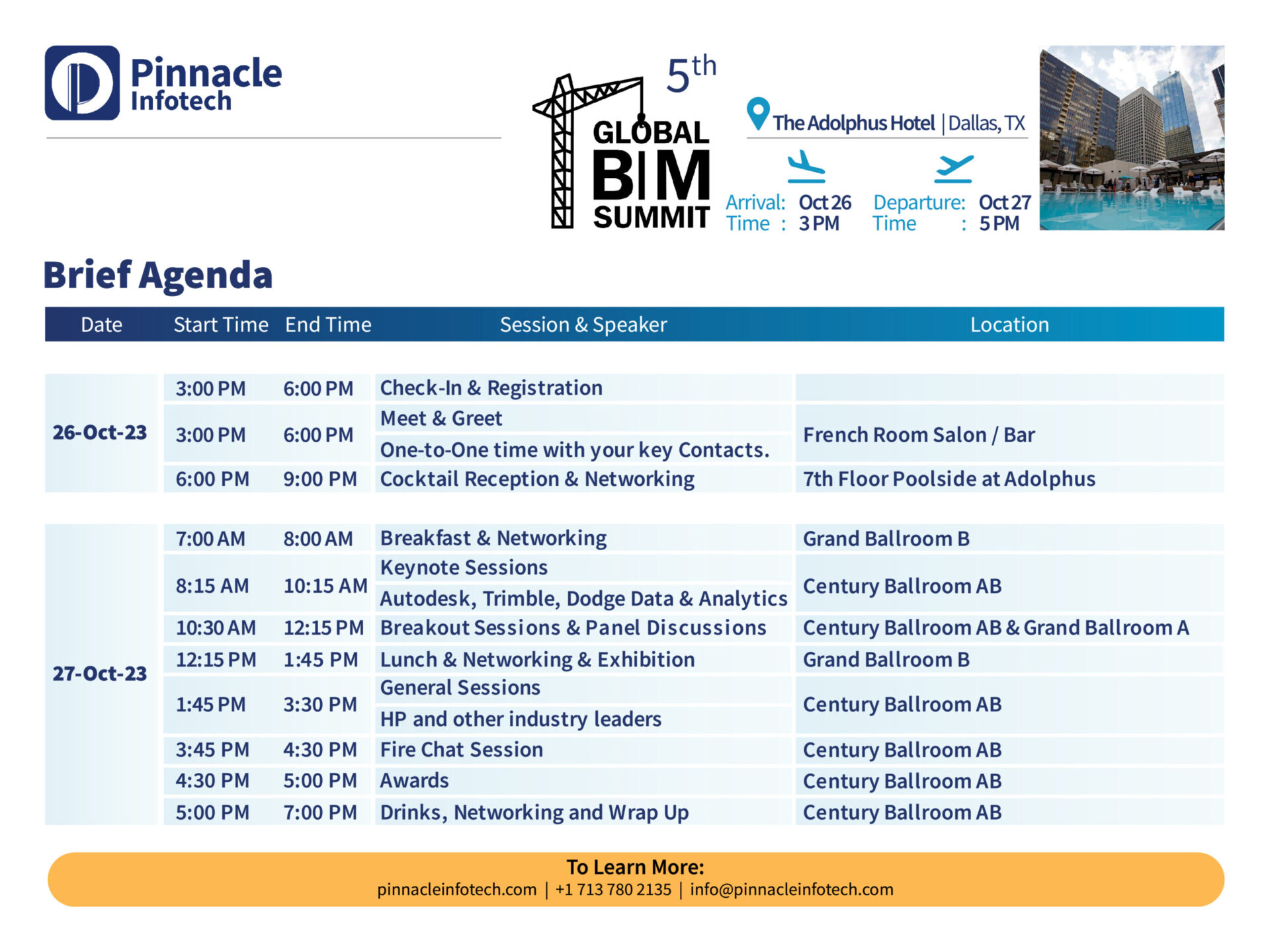 Pinnacle BIM event agenda