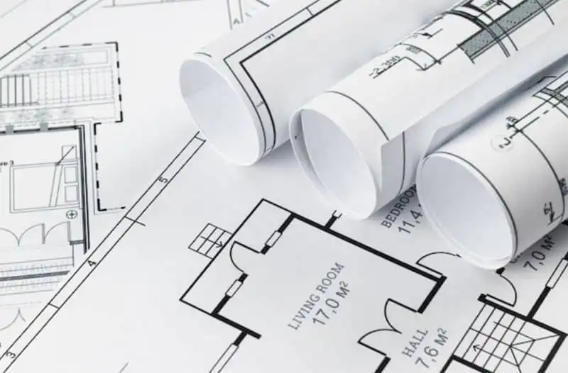Architectural drawings for a building project
