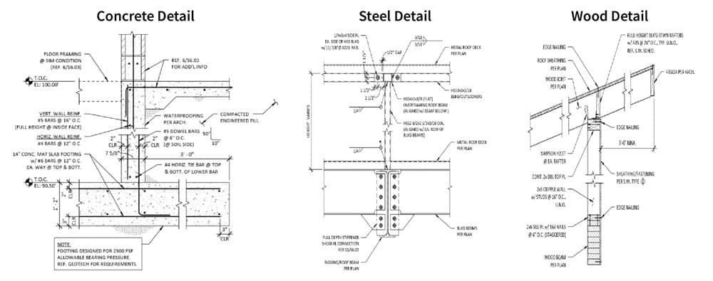 Concrete Steel Wood Detail Drawing