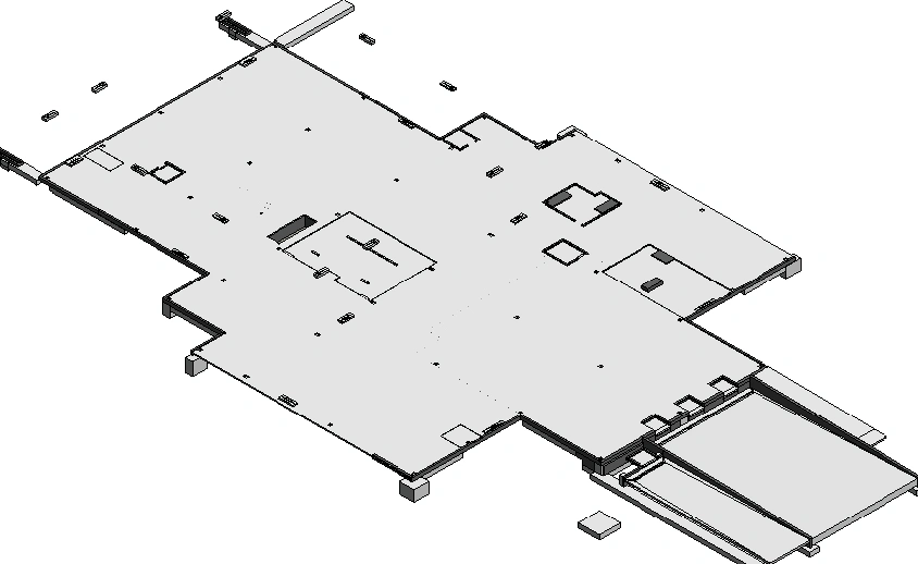 Isometric 3D BIM layout or exploded axonometric view of a data center