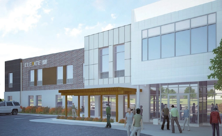 an architectural rendering of a multi-wing commercial
